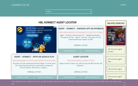 hbl konnect agent locator - General Information about Login
