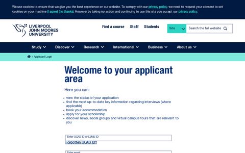 Applicant site | Liverpool John Moores University