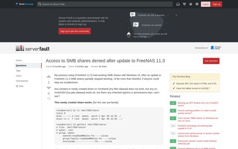 Access to SMB shares denied after update to FreeNAS 11.3 ...