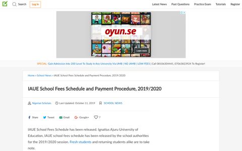 IAUE School Fees Schedule and Payment Procedure, 2019 ...
