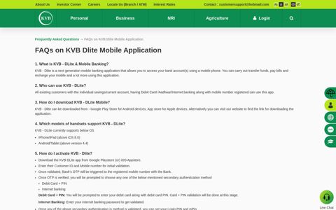 FAQs on KVB Dlite Mobile Application| Karur Vysya Bank