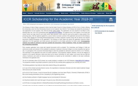 ICCR Scholarship for the Academic Year 2019-20 - Embassy ...