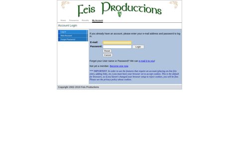 Account Login - Feis Productions