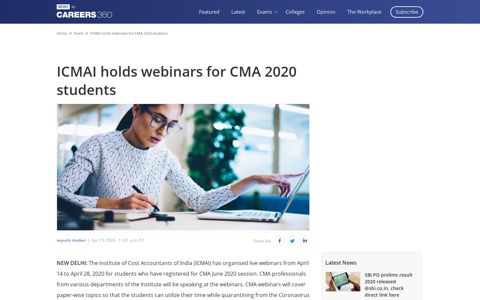 ICMAI holds webinars for CMA 2020 students