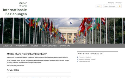 Master of Arts "International Relations": Homepage