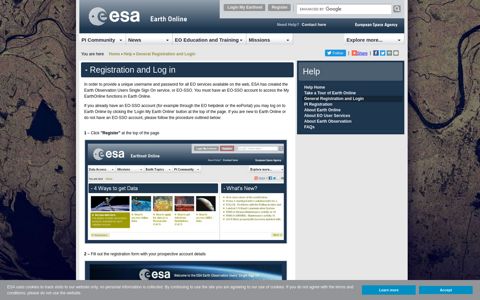 General Registration and Login - Earth Online - ESA
