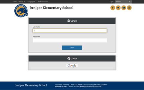 Login - Juniper Elementary School - Redding School District