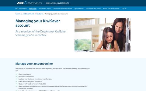 Managing your OneAnswer KiwiSaver Scheme account | ANZ