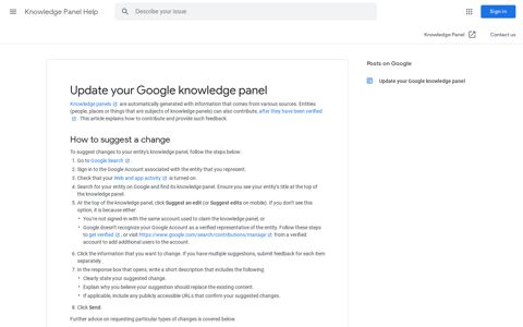 Update your Google knowledge panel - Knowledge Panel Help