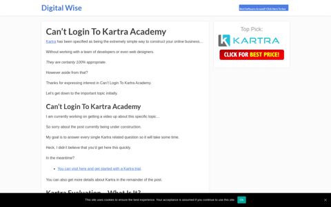 Can't Login To Kartra Academy - Digital Wise