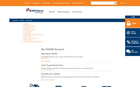 My HiSAVE Super Savings Account - ICICI Bank UK
