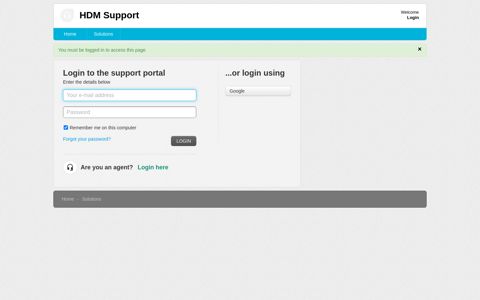 Login to the support portal - HDM Support