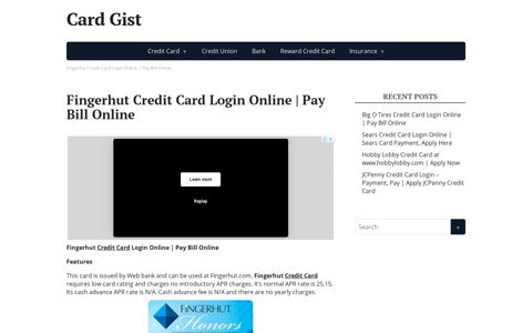 Fingerhut Credit Card Login Online | Pay Bill Online | Card Gist