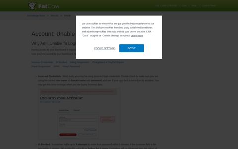 Account: Unable to Log In | FatCow