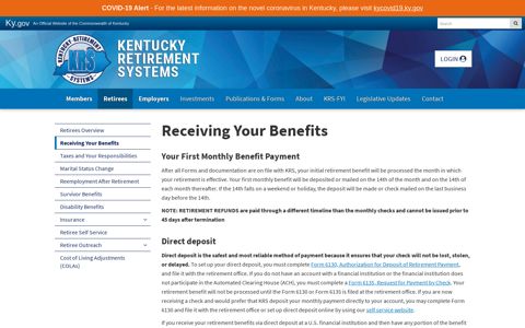 Receiving Your Benefits - Kentucky Retirement Systems