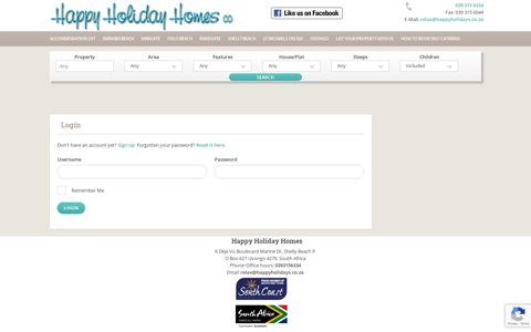Login Page - Happy Holiday Homes