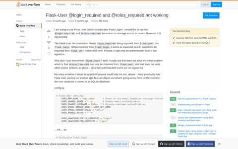 Flask-User @login_required and @roles_required not working