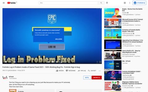 Fortnite Log in Problem Inside of Game Fixed 2020 ... - YouTube