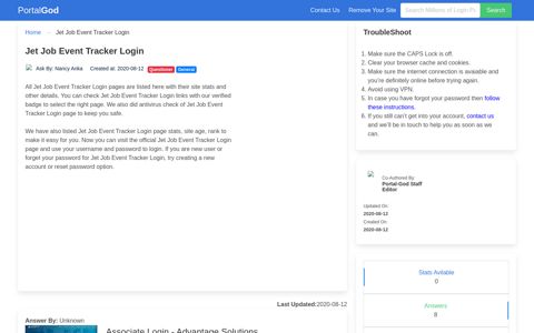 Jet Job Event Tracker Login Page - portal-god.com