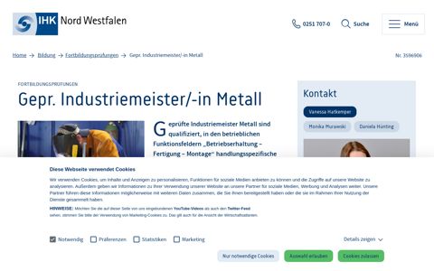 Gepr. Industriemeister/-in Metall - IHK Nord Westfalen
