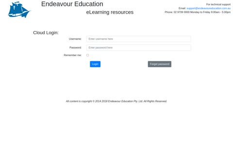 Endeavour Education eLearning - student digital login