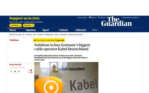 Vodafone to buy Germany's biggest cable operator Kabel ...