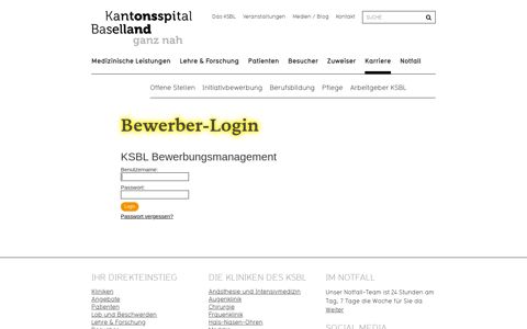 Bewerber-Login | Kantonsspital Baselland