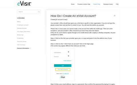 How Do I Create An eVisit Account? - eVisit Technical Support ...