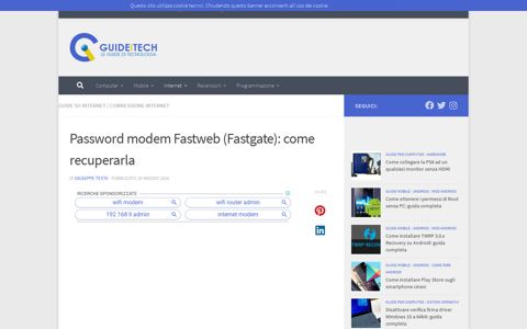 Password modem Fastweb (Fastgate): come recuperarla