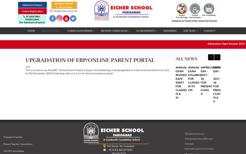 UPGRADATION OF ERP/ONLINE PARENT PORTAL