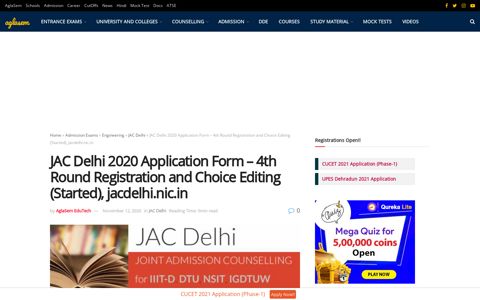 JAC Delhi 2020 Application Form - 4th Round Registration ...