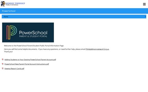 the PowerSchool Parent/Student Public Portal Information Page.