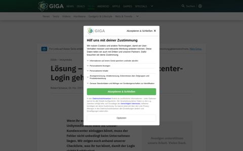 Lösung – Unitymedia: Kundencenter-Login geht nicht - Giga