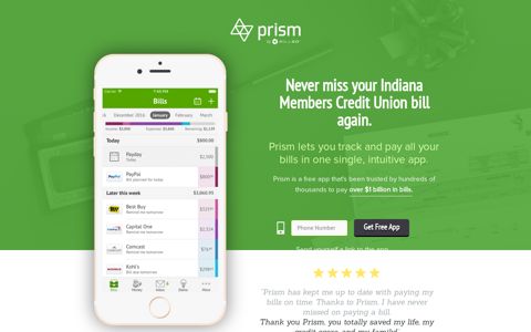 Pay Indiana Members Credit Union with Prism • Prism