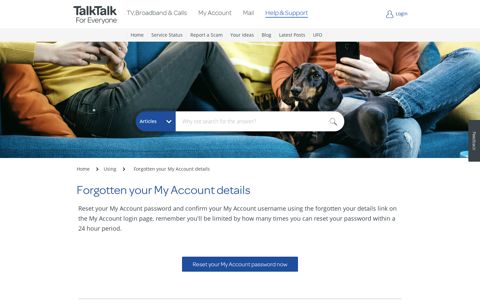 Forgotten your My Account details - TalkTalk Help & Support