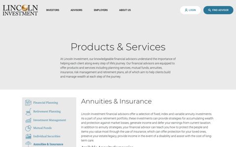 Annuities & Insurance - Lincoln Investment