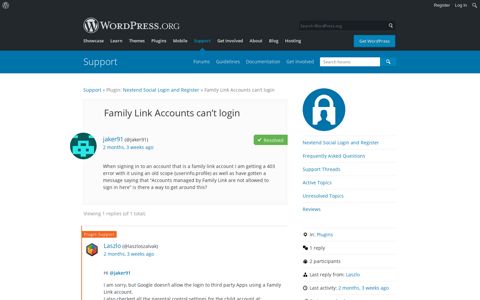 Family Link Accounts can't login | WordPress.org