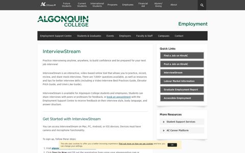 InterviewStream | Employment - Algonquin College