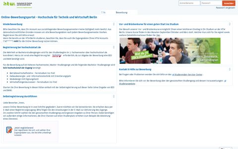Online-Bewerbungsportal - Hochschule für ... - HTW Berlin