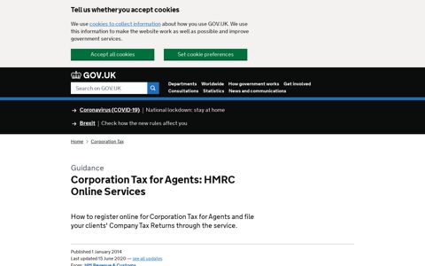 Corporation Tax for Agents: HMRC Online Services - GOV.UK