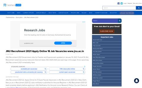 JNU Recruitment 2020 Apply Online 3 Job Vacancies ...