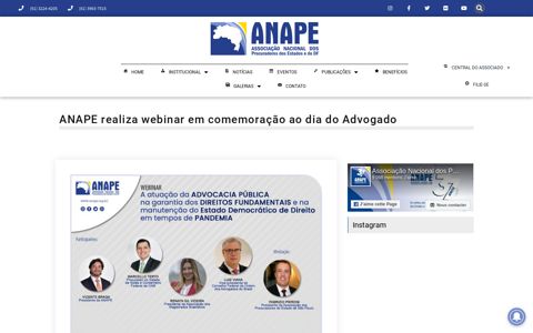 ANAPE realiza webinar em comemoração ao dia do Advogado