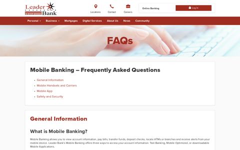 Mobile Banking FAQs - Leader Bank