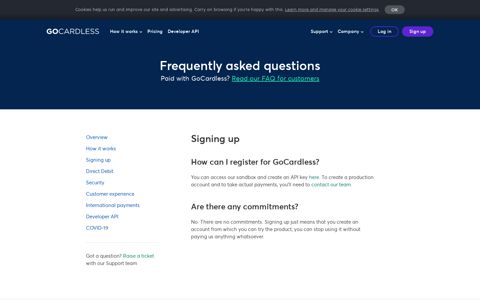 Signing up - FAQ for merchants - GoCardless
