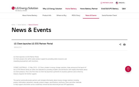 LG Chem launches LG ESS Partner Portal - LG ESS Battery