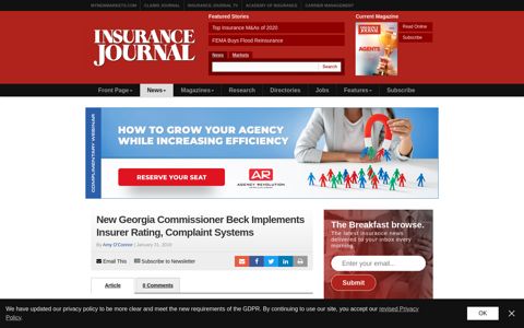 New Georgia Commissioner Beck Implements Insurer Rating ...
