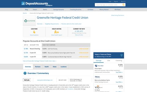 Greenville Heritage Federal Credit Union Reviews and Rates