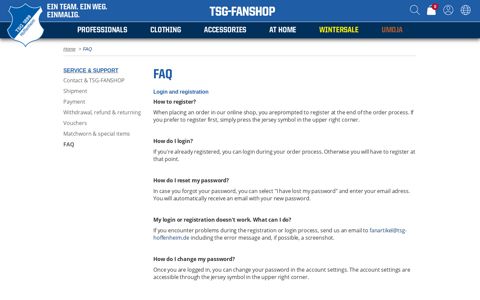FAQ » Official TSG 1899 Hoffenheim Fan Shop