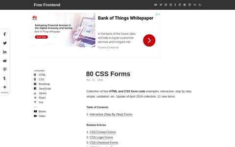 80 CSS Forms - Free Frontend