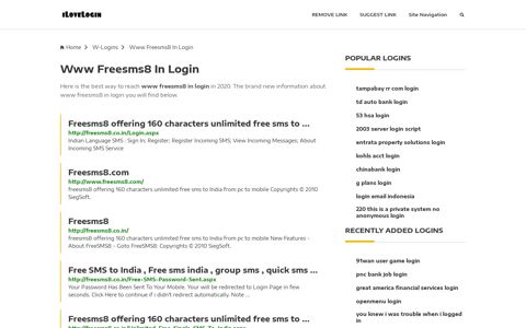 Www Freesms8 In Login ❤️ One Click Access